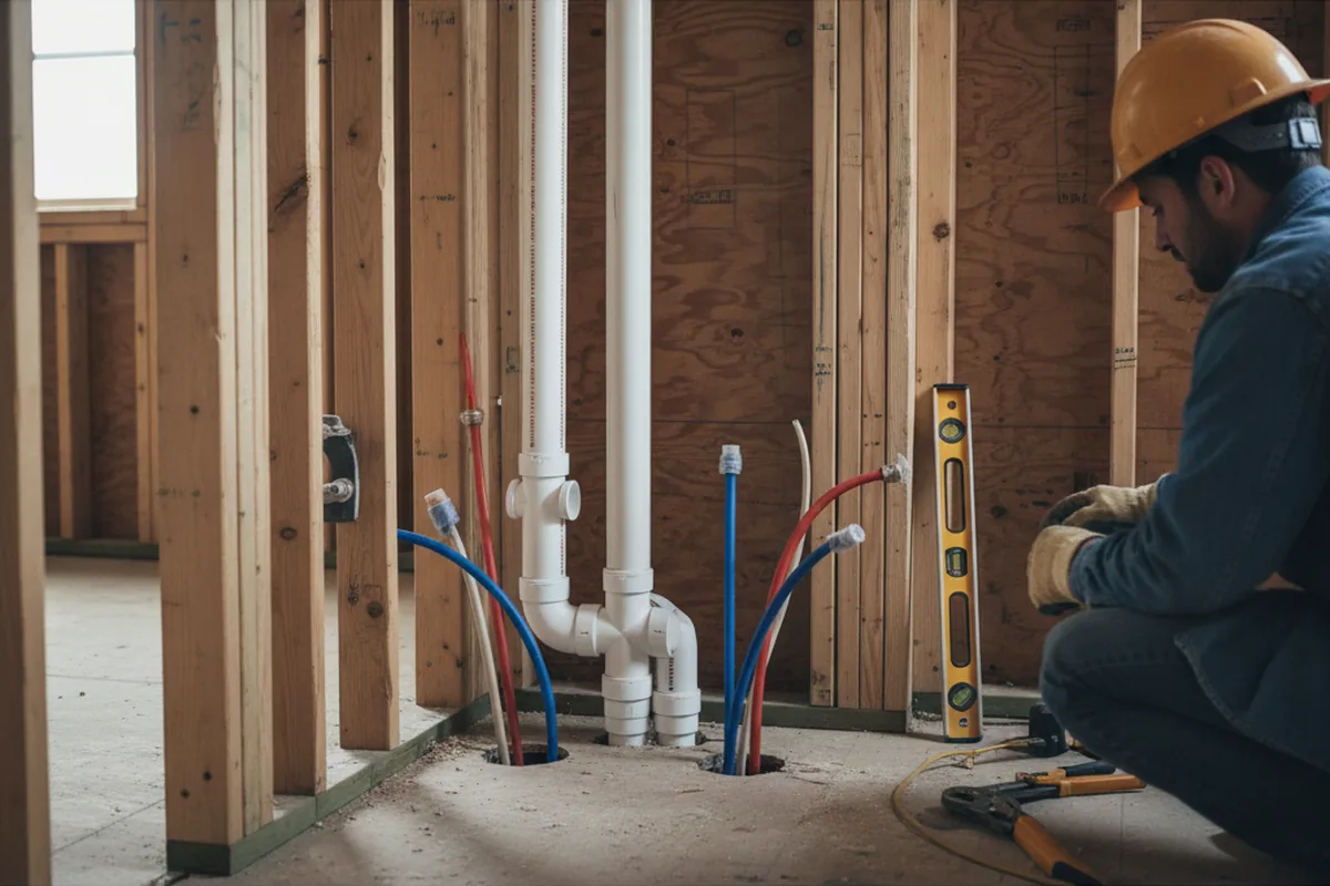 Drain and supply rough-in during Drain Cleaning in Piedmont